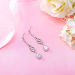 Load image into Gallery viewer, Wedding  Chandelier CZ Dangle Earrings, Halo Dangle Earrings, Cz Dangle Earrings, Chandelier Dangle Earrings, Brass Dangle Earrings
