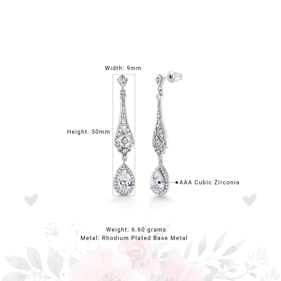 Wedding  Chandelier CZ Dangle Earrings, Halo Dangle Earrings, Cz Dangle Earrings, Chandelier Dangle Earrings, Brass Dangle Earrings