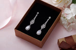Load image into Gallery viewer, Wedding  Chandelier CZ Dangle Earrings, Halo Dangle Earrings, Cz Dangle Earrings, Chandelier Dangle Earrings, Brass Dangle Earrings
