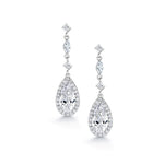 Load image into Gallery viewer, Teardrop CZ Dangle Halo Bridal Earrings, Teardrop Earrings, CZ Earrings, Pear Shape CZ Earrings, Long Drop Earrings, Push Back Earrings
