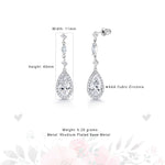Load image into Gallery viewer, Teardrop CZ Dangle Halo Bridal Earrings, Teardrop Earrings, CZ Earrings, Pear Shape CZ Earrings, Long Drop Earrings, Push Back Earrings
