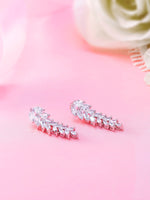 Load image into Gallery viewer, Wedding Fern Design Marquise CZ Earrings, Marquise Cz Dangle Earrings, Cz Dangle Earrings, Leaf Design Earrings, Cz Dangle EArrings, Brass Dangle Earrings
