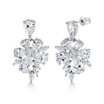 Load image into Gallery viewer, Wedding Flower Design Teardrop CZ Dangle Earrings, Wedding Flower Design Earrings, Teardrop CZ Dangle Earrings, CZ Dangle Earrings, Brass Dangle Earrings
