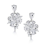 Load image into Gallery viewer, Wedding Flower Design Teardrop CZ Dangle Earrings, Wedding Flower Design Earrings, Teardrop CZ Dangle Earrings, CZ Dangle Earrings, Brass Dangle Earrings
