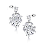 Load image into Gallery viewer, Wedding Flower Design Teardrop CZ Dangle Earrings, Wedding Flower Design Earrings, Teardrop CZ Dangle Earrings, CZ Dangle Earrings, Brass Dangle Earrings
