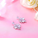 Load image into Gallery viewer, Wedding Flower Design Teardrop CZ Dangle Earrings, Wedding Flower Design Earrings, Teardrop CZ Dangle Earrings, CZ Dangle Earrings, Brass Dangle Earrings
