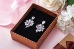 Load image into Gallery viewer, Wedding Flower Design Teardrop CZ Dangle Earrings, Wedding Flower Design Earrings, Teardrop CZ Dangle Earrings, CZ Dangle Earrings, Brass Dangle Earrings
