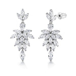 Load image into Gallery viewer, Marquise CZ  Dangle Earrings, CZ  Dangle Earrings, Marquise Dangle Earrings, Flower Design Dangle Earrings, Brass Dangle Earrings
