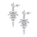 Load image into Gallery viewer, Marquise CZ  Dangle Earrings, CZ  Dangle Earrings, Marquise Dangle Earrings, Flower Design Dangle Earrings, Brass Dangle Earrings
