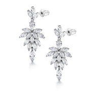 Marquise CZ  Dangle Earrings, CZ  Dangle Earrings, Marquise Dangle Earrings, Flower Design Dangle Earrings, Brass Dangle Earrings