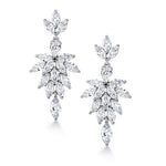 Load image into Gallery viewer, Marquise CZ  Dangle Earrings, CZ  Dangle Earrings, Marquise Dangle Earrings, Flower Design Dangle Earrings, Brass Dangle Earrings
