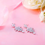 Load image into Gallery viewer, Marquise CZ  Dangle Earrings, CZ  Dangle Earrings, Marquise Dangle Earrings, Flower Design Dangle Earrings, Brass Dangle Earrings
