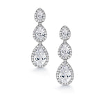 Load image into Gallery viewer, Wedding CZ Dangle Halo Earrings, CZ Dangle Earrings, Halo Dangle Earrings, Teardrop Dangle Earrings, Brass Dangle Earrings
