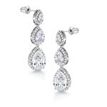 Load image into Gallery viewer, Wedding CZ Dangle Halo Earrings, CZ Dangle Earrings, Halo Dangle Earrings, Teardrop Dangle Earrings, Brass Dangle Earrings
