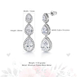 Load image into Gallery viewer, Wedding CZ Dangle Halo Earrings, CZ Dangle Earrings, Halo Dangle Earrings, Teardrop Dangle Earrings, Brass Dangle Earrings
