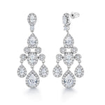 Load image into Gallery viewer, Teardrop Chandelier Design Wedding Dangle Earrings, Chandelier Design Earrings, Halo Dangle Earrings, Cz Dangle Earrings, Brass Dangle Earrings
