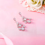 Load image into Gallery viewer, Teardrop Chandelier Design Wedding Dangle Earrings, Chandelier Design Earrings, Halo Dangle Earrings, Cz Dangle Earrings, Brass Dangle Earrings

