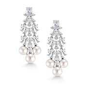 Pearl And Cz Chandelier Design Wedding Dangle Earrings, Perfect drop earrings for wedding