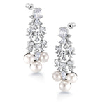 Load image into Gallery viewer, Pearl And Cz Chandelier Design Wedding Dangle Earrings, Perfect drop earrings for wedding
