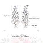 Load image into Gallery viewer, Pearl And Cz Chandelier Design Wedding Dangle Earrings, Perfect drop earrings for wedding
