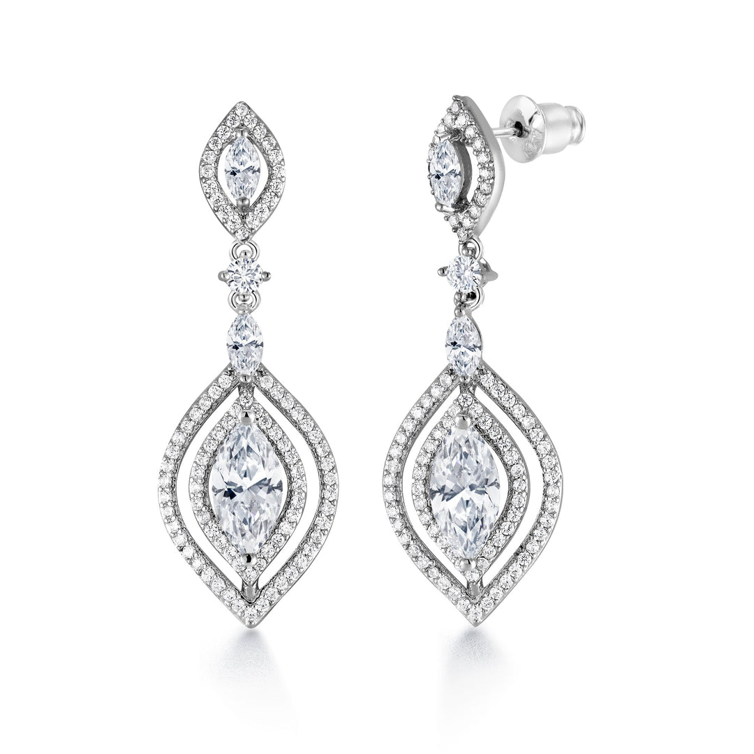 Marquise CZ Wedding Earrings,  Perfect drop earrings for a wedding,  Marquise Cut AAA Cubic Zirconia Dangle Earrings