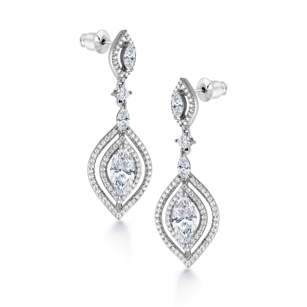 Marquise CZ Wedding Earrings,  Perfect drop earrings for a wedding,  Marquise Cut AAA Cubic Zirconia Dangle Earrings