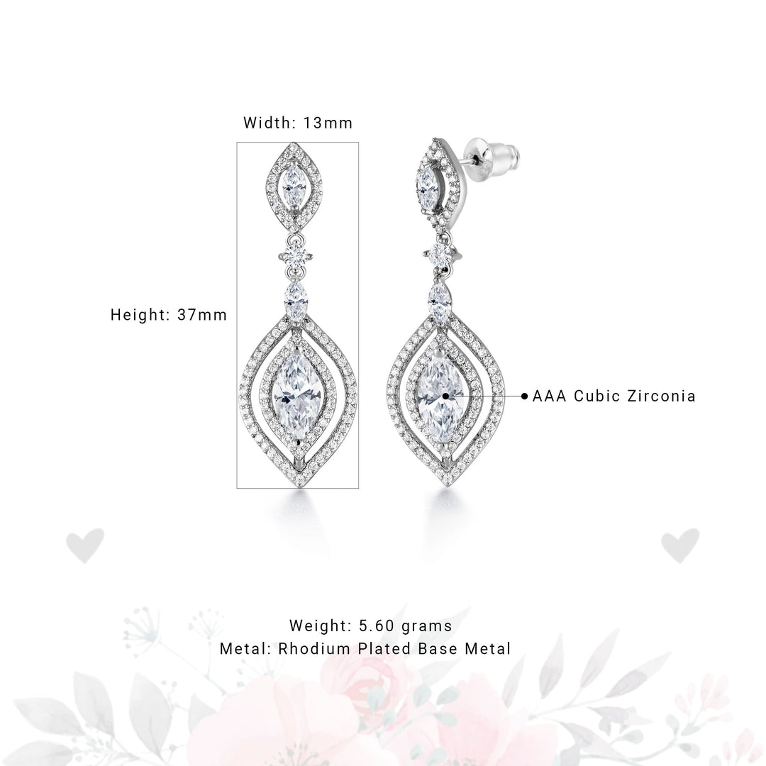 Marquise CZ Wedding Earrings,  Perfect drop earrings for a wedding,  Marquise Cut AAA Cubic Zirconia Dangle Earrings
