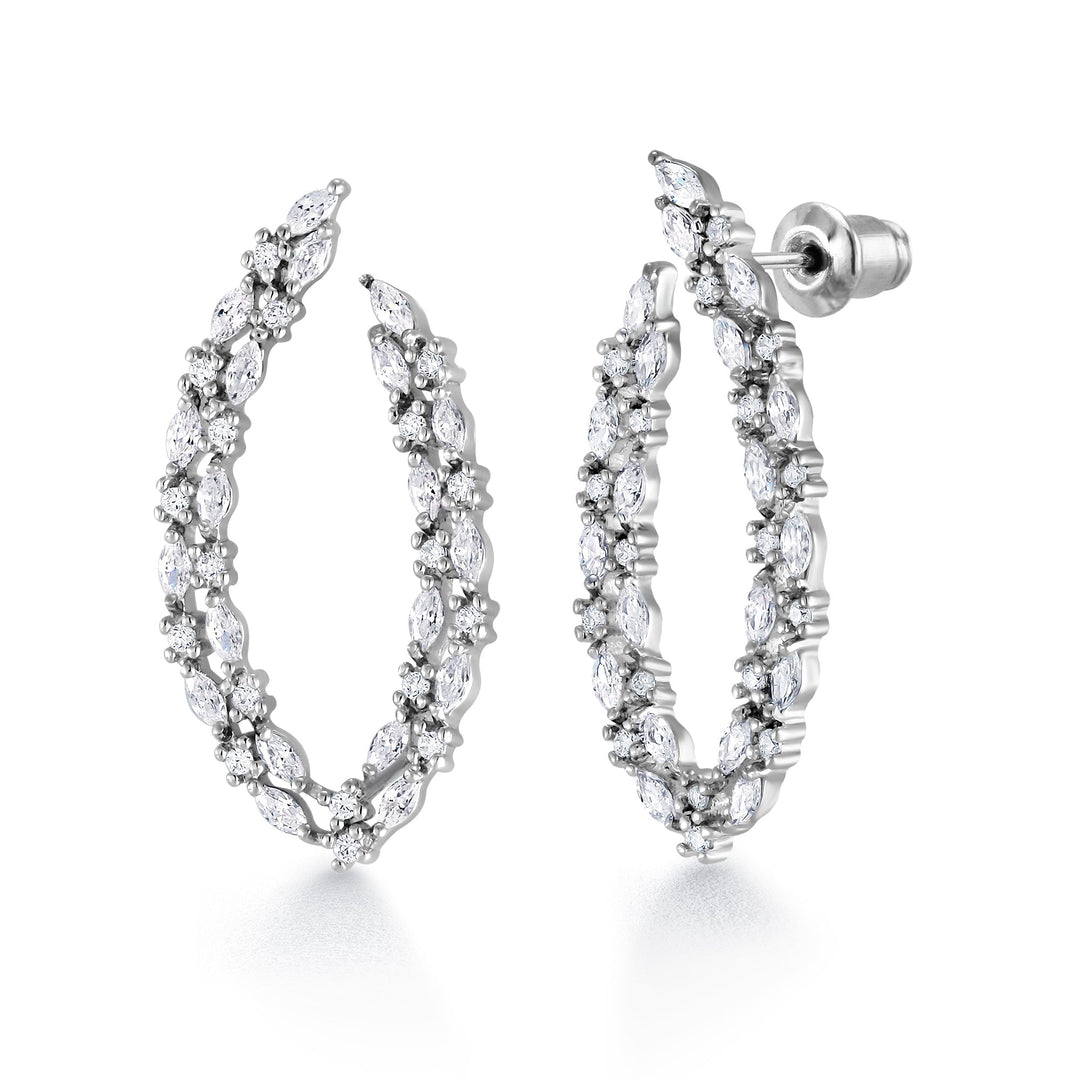 Wedding Emerald Cut CZ Dangle Earrings, Emerald Shape AAA Cubic Zirconia Earrings, Perfect drop earrings for Any Occasion
