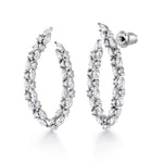 Load image into Gallery viewer, Curved &#39;V&#39; Shaped Marquise And Round CZ  Earrings,  AAA Cubic Zirconia Dangle Earrings, Perfect drop earrings for wedding
