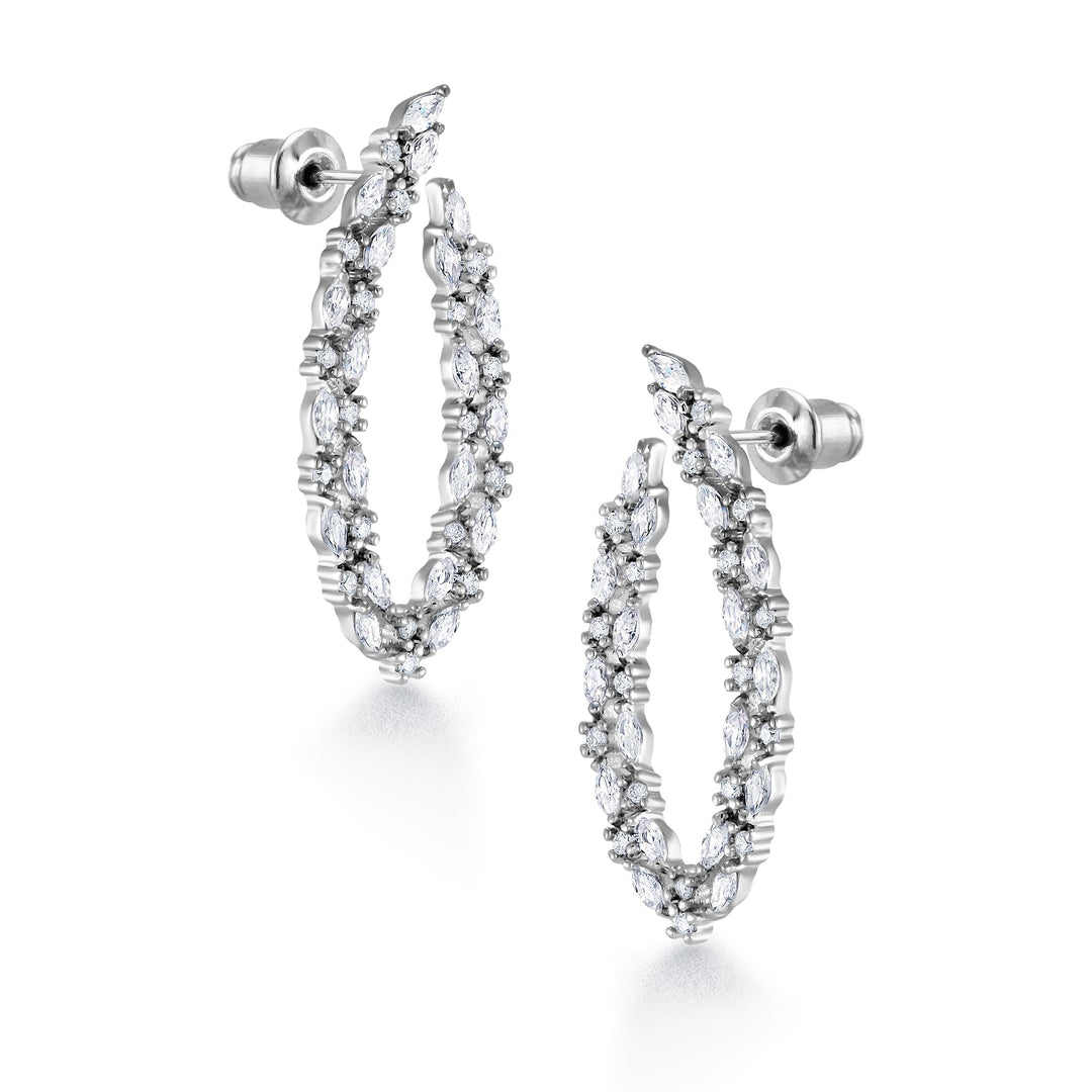 Wedding Emerald Cut CZ Dangle Earrings, Emerald Shape AAA Cubic Zirconia Earrings, Perfect drop earrings for Any Occasion