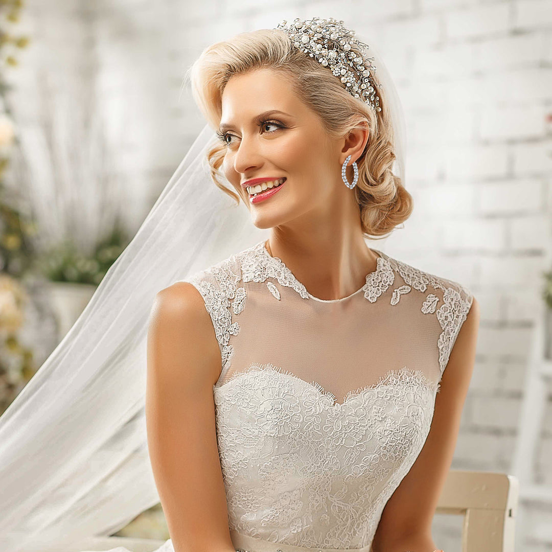 Curved 'V' Shaped Marquise And Round CZ  Earrings,  AAA Cubic Zirconia Dangle Earrings, Perfect drop earrings for wedding