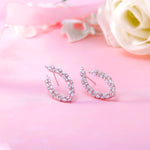 Load image into Gallery viewer, Curved &#39;V&#39; Shaped Marquise And Round CZ  Earrings,  AAA Cubic Zirconia Dangle Earrings, Perfect drop earrings for wedding
