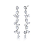 Load image into Gallery viewer, Multi Shape CZ Wedding Long Flower Design Earrings, Wave Design Earrings, CZ Wedding Long Earrings, Brass Dangle Earrings
