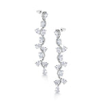 Load image into Gallery viewer, Multi Shape CZ Wedding Long Flower Design Earrings, Wave Design Earrings, CZ Wedding Long Earrings, Brass Dangle Earrings
