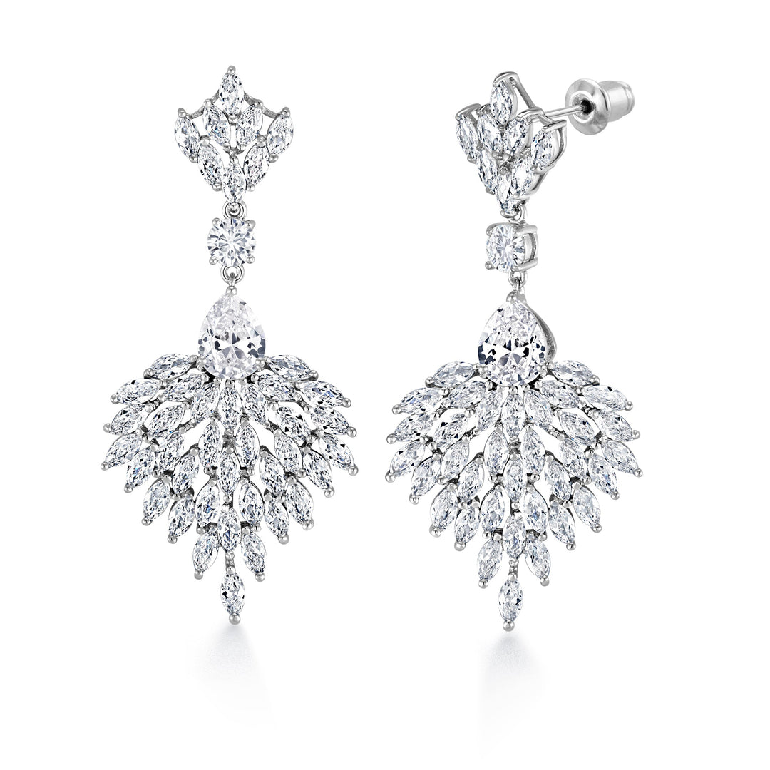 Vail Design CZ Dangle Earrings, Finest Quality Pear, Marquise, and Round Cut AAA Cubic Zirconia Dangle Earrings
