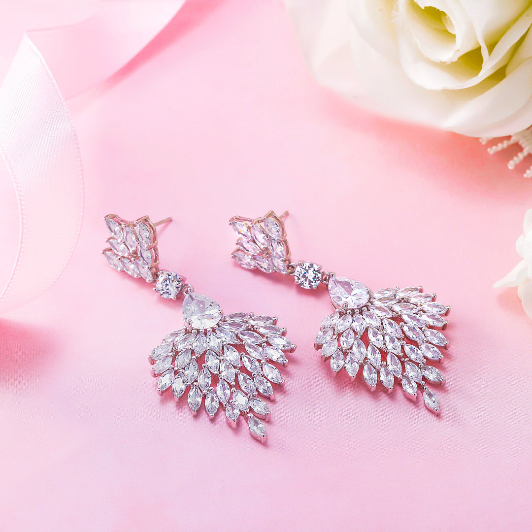 Vail Design CZ Dangle Earrings, Finest Quality Pear, Marquise, and Round Cut AAA Cubic Zirconia Dangle Earrings