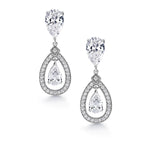 Load image into Gallery viewer, Wedding Teardrop Dangle Earrings, Finest Quality Pear and Round Cut AAA Cubic Zirconia Dangle Earrings
