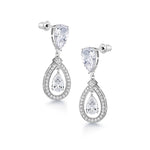 Load image into Gallery viewer, Wedding Teardrop Dangle Earrings, Finest Quality Pear and Round Cut AAA Cubic Zirconia Dangle Earrings
