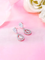 Load image into Gallery viewer, Wedding Teardrop Dangle Earrings, Finest Quality Pear and Round Cut AAA Cubic Zirconia Dangle Earrings
