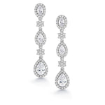 Load image into Gallery viewer, Wedding Step Teardrop Earrings,  Finest Quality Pear, Oval and Round AAA Cubic Zirconia Dangle Earrings, Perfect drop earrings for wedding
