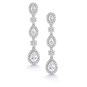 Wedding Step Teardrop Earrings,  Finest Quality Pear, Oval and Round AAA Cubic Zirconia Dangle Earrings, Perfect drop earrings for wedding