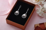 Load image into Gallery viewer, Pearl Fish Hook Earrings, Finest Quality Shell Pearl Dangle Earrings, Round AAA Cubic Zirconia Dangle Earrings, Fishhook Dangle Earrings
