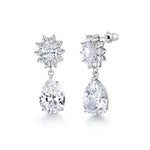 Load image into Gallery viewer, Wedding Teardrop Cubic Zirconia Earrings, Pear Wedding Earrings, Oval and Round Cut Cz Earrings, Cz Dangle Earrings
