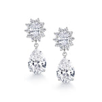 Load image into Gallery viewer, Wedding Teardrop Cubic Zirconia Earrings, Pear Wedding Earrings, Oval and Round Cut Cz Earrings, Cz Dangle Earrings
