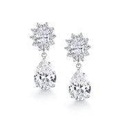 Wedding Teardrop Cubic Zirconia Earrings, Pear Wedding Earrings, Oval and Round Cut Cz Earrings, Cz Dangle Earrings