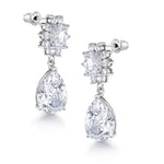 Load image into Gallery viewer, Wedding Teardrop Cubic Zirconia Earrings, Pear Wedding Earrings, Oval and Round Cut Cz Earrings, Cz Dangle Earrings
