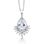 Load image into Gallery viewer, Wedding Teardrop and Marquise AAA Cubic Zirconia Chandelier Design Halo Pendant Necklace - 16+2 Inch Chain
