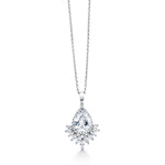 Load image into Gallery viewer, Wedding Teardrop and Marquise AAA Cubic Zirconia Chandelier Design Halo Pendant Necklace - 16+2 Inch Chain

