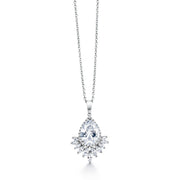 Wedding Teardrop and Marquise AAA Cubic Zirconia Chandelier Design Halo Pendant Necklace - 16+2 Inch Chain