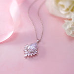 Load image into Gallery viewer, Wedding Teardrop and Marquise AAA Cubic Zirconia Chandelier Design Halo Pendant Necklace - 16+2 Inch Chain
